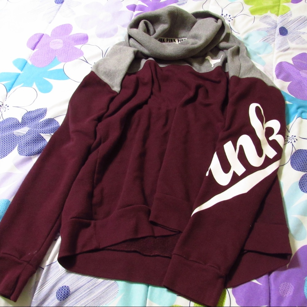 women’s pink cowl neck sweatshirt